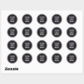 Sticker Rond BOUTON ROND noir et blanc + votre texte (Feuille)