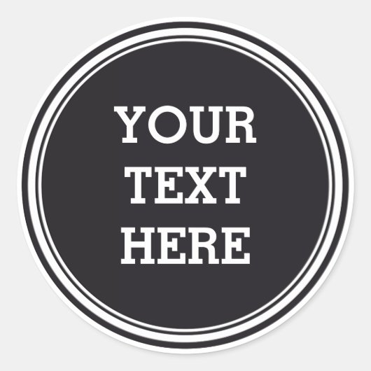 Sticker Rond BOUTON ROND noir et blanc + votre texte (Devant)