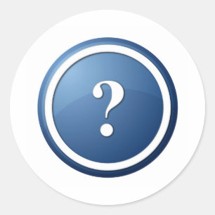 Sticker Rond bouton rond point d'interrogation bleu