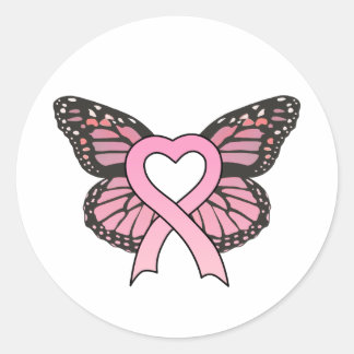 Sticker Rond Bouton rose Coeur de ruban
