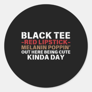 Sticker Rond Bouton rouge à lèvres noire Melanin Brown peau Noi