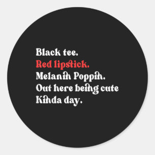 Sticker Rond Bouton rouge à lèvres noire Melanin Brown peau Noi