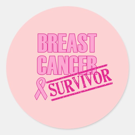 Sticker Rond Bouton Survivant du cancer du sein (Devant)