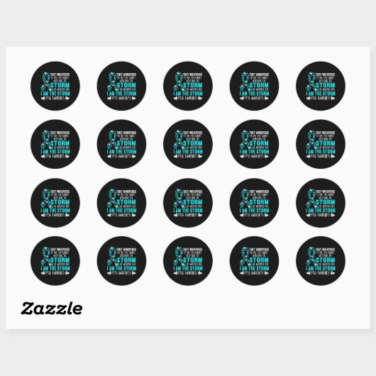 Sticker Rond Bouton turquoise Ruban Le Storm Warrier Ptsd Aware (Feuille)