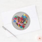 Sticker Rond Boutons colorés Coeur (Enveloppe)