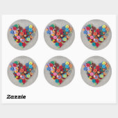 Sticker Rond Boutons colorés Coeur (Feuille)