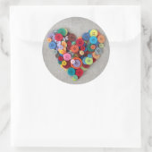 Sticker Rond Boutons colorés Coeur (Sac)