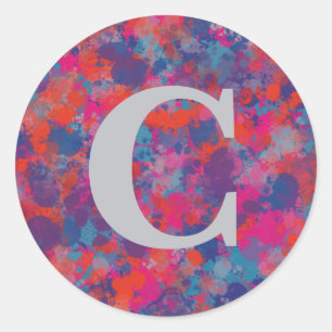 Sticker Rond Boutons colorés Rouge, Rose, Bleu Violet Abstrait