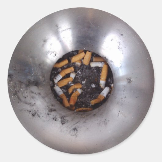 Sticker Rond Boutons de cigarettes en argent fumeur Ashtray, dr (Devant)