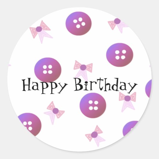 Sticker Rond Boutons et Rubans d'Anniversaire (Devant)