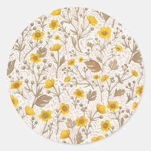 Sticker Rond Boutons jaunes et bruns