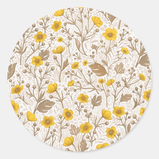 Sticker Rond Boutons jaunes et bruns (Devant)