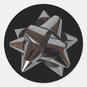 Sticker Rond Bow argenté brillant