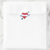 Sticker Rond Bow & Arrow Valentine Coeur avec bannière blanche (Sac)