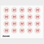 Sticker Rond Bow Baby Shower Blush Pink & Red It's a Girl (Feuille)