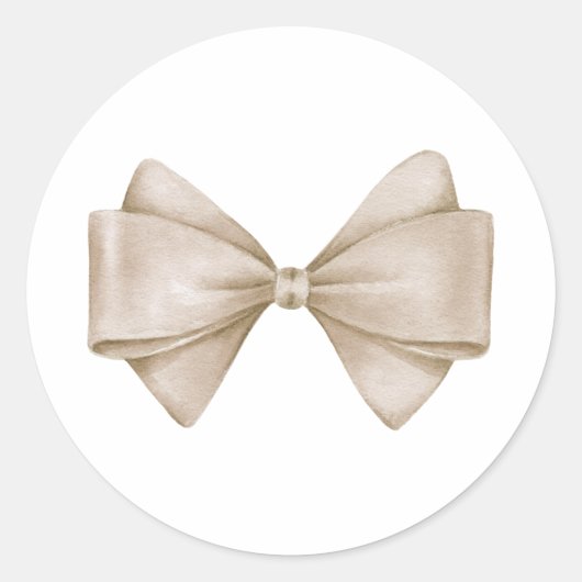 Sticker Rond Bow Beige Baby shower Boho moderne (Devant)