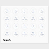 Sticker Rond Bow blanc et bleu Whimsical Mariage personnalisé (Feuille)