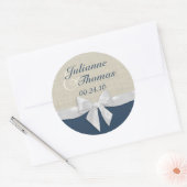 Sticker Rond Bow blanc et Burlap (Enveloppe)