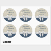 Sticker Rond Bow blanc et Burlap (Feuille)