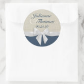 Sticker Rond Bow blanc et Burlap (Sac)