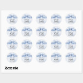 Sticker Rond Bow bleu clair merci Baby shower (Feuille)
