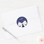 Sticker Rond Bow bleu marine blanc Anniversaire (Enveloppe)