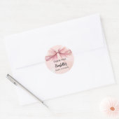 Sticker Rond Bow blush rose merci Baby shower (Enveloppe)