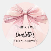 Sticker Rond Bow blush rose merci Fête des mariées (Devant)
