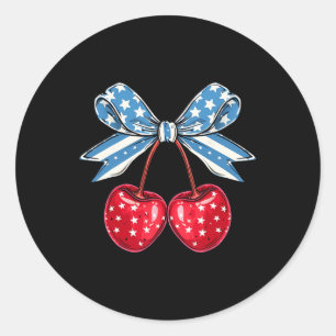 Sticker Rond Bow Cherry 4 juillet américain patriotique