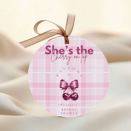 Sticker Rond Bow Cherry sur le dessus de la Fête de Mariage