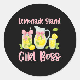 Sticker Rond Bow Coquette Lemonade Stand Girl Boss Ceo Lemon Ju