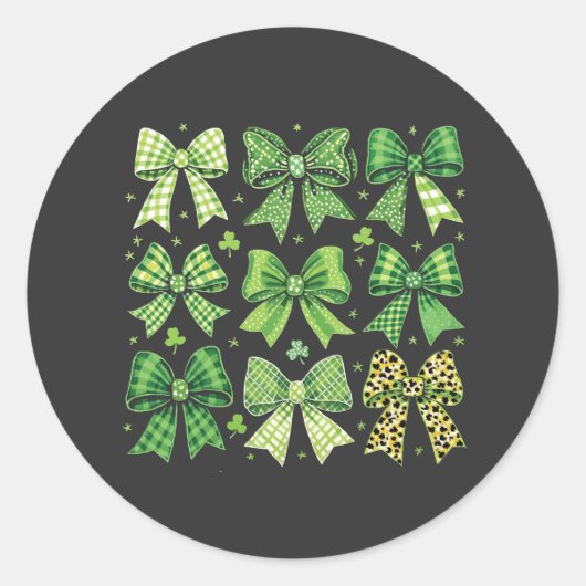 Sticker Rond Bow Coquette St Patrick's Day Vintage (Devant)