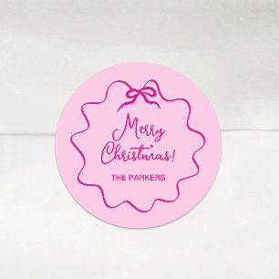 Sticker Rond Bow de Noël   Whimsical Wavy Rose