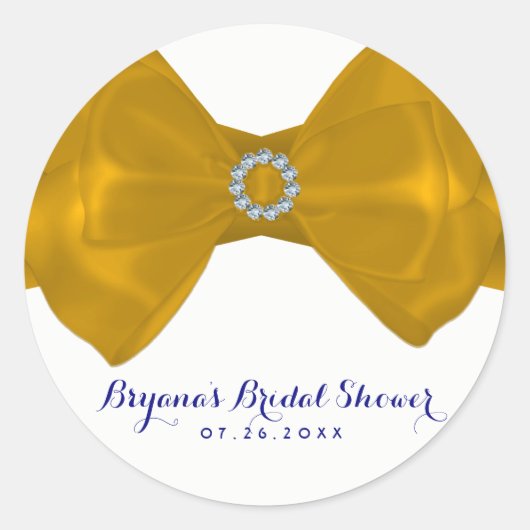 Sticker Rond Bow et diamants en ruban jaune Fête des mariées él (Devant)
