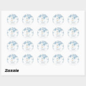 Sticker Rond Bow One Silly Goose 1st Birthday Blue Gingham (Feuille)