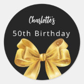 Sticker Rond Bow or noir Anniversaire (Devant)