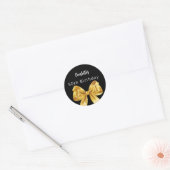 Sticker Rond Bow or noir Anniversaire (Enveloppe)