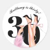 Sticker Rond Bow rose & Cocktails Coquette Moderne 30e annivers (Devant)