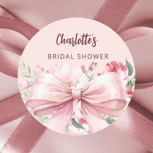 Sticker Rond Bow rose fleuron rose Fête des mariées