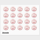 Sticker Rond Bow rose fleurons roses anniversaire (Feuille)