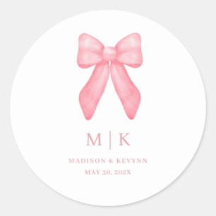 Sticker Rond Bow rose gribouillé Mariage