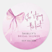 Sticker Rond Bow rose vif Elle noue la Fête des mariées de noeu (Devant)