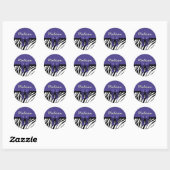 Sticker Rond Bow Zebra noir et violet (Feuille)