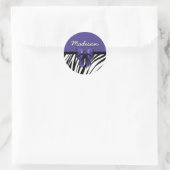 Sticker Rond Bow Zebra noir et violet (Sac)