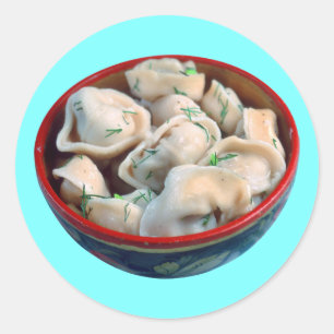 Sticker Rond Bowl of Pelmeni