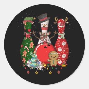 Sticker Rond Bowler Trois Pins Joyeux Noël Pour Bowler Sant