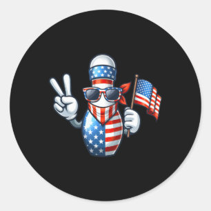 Sticker Rond Bowling American Usa Drapeau Sungles 4 juillet Bow