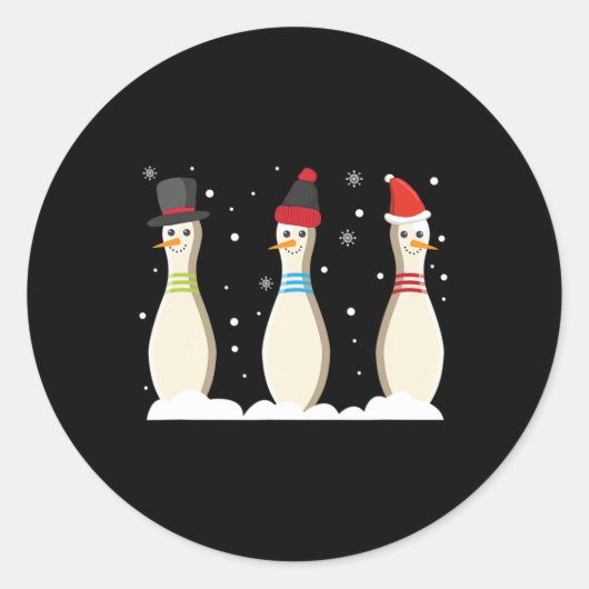 Sticker Rond Bowling Boule de Noël Pins de bowling Santa Hat Ca (Devant)