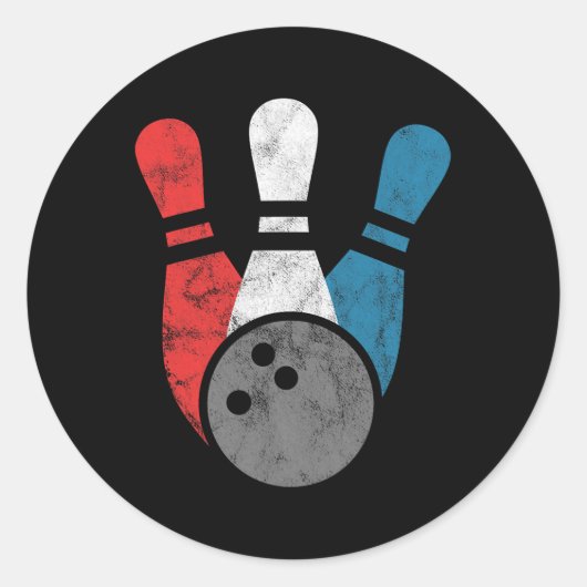 Sticker Rond Bowling Distressed Pour Hommes Pins De Bowling Et (Devant)