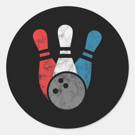Sticker Rond Bowling Distressed Pour Hommes Pins De Bowling Et (Devant)
